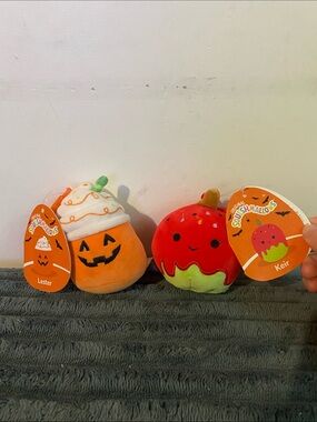 Squishmallows Pumpkin & Caramel Apple Plush Duo - Orange, Red, Green